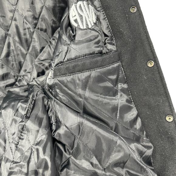 NRA National Rifle Association Mens L Member Bomber Jacket Black Leather Wool - Picture 7 of 16